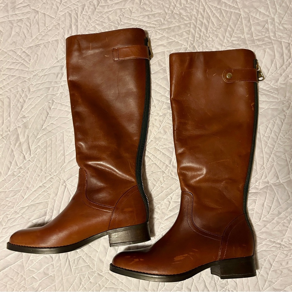 Steve Madden Journal Leather Brown Riding Boots - Picture 3 of 6